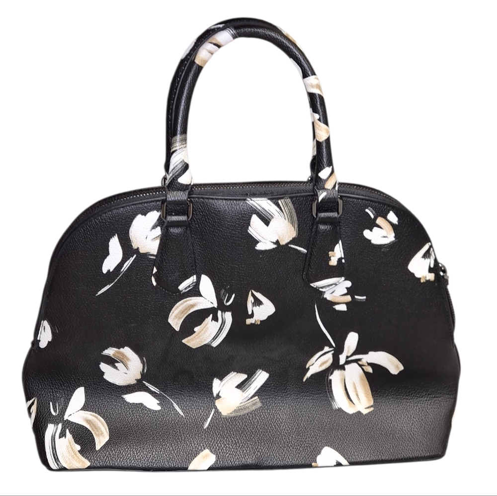A New Day Black Floral Dome Satchel